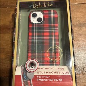Red Plaid Magnetic Case for iPhone 15/14/13- Brand new.